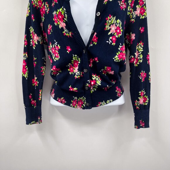 Y2K 2000s Hollister Floral Print Pattern Button Front Cardigan Sweater Top - Picture 4 of 7